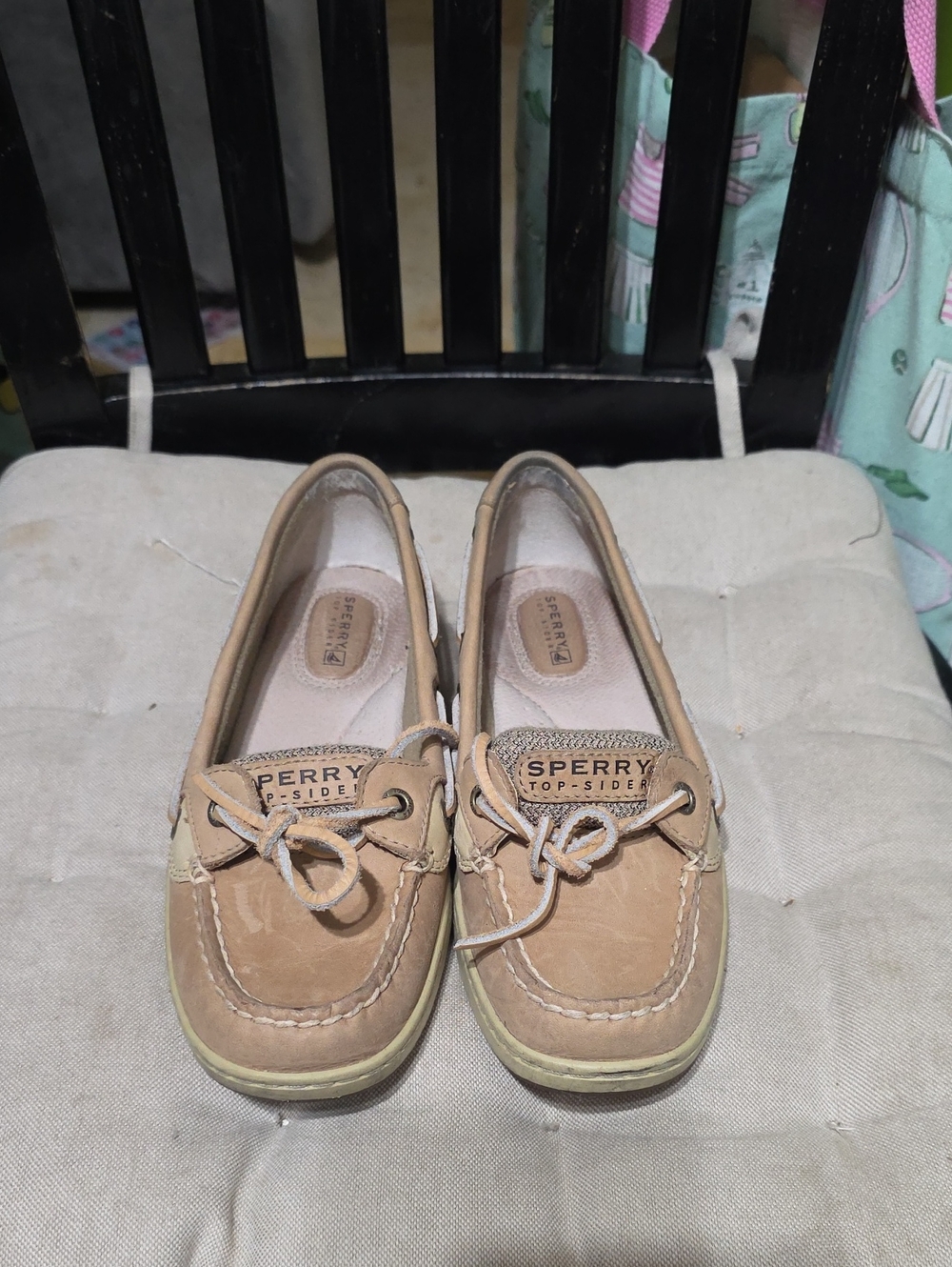 Sperry Angelfish Tan Leather Loafers Boat Shoes Size 6.5 Used